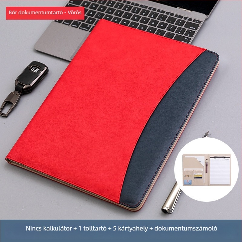 A4-es méretű bőr dokumentumklipboard erős rögzítésű csipsszel és lemezcsipsszel, logóval testre szabható