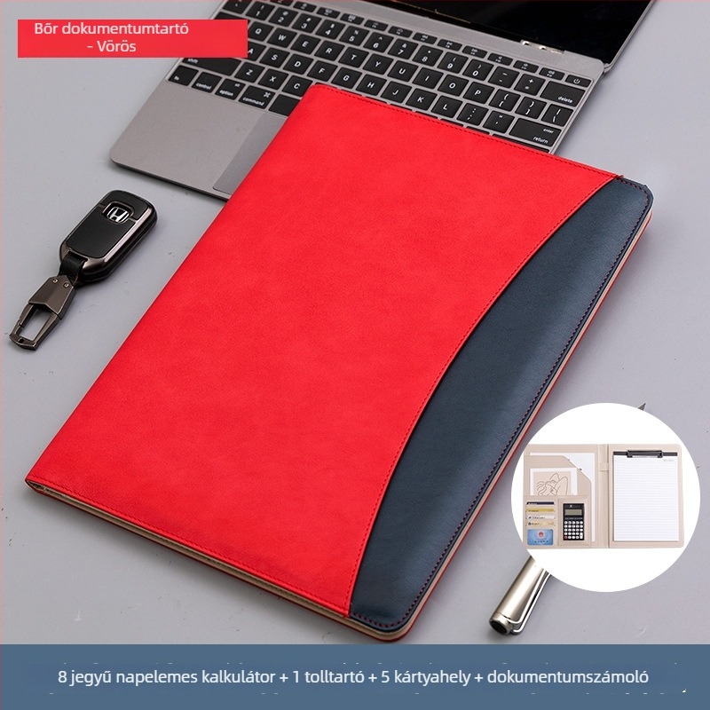 A4-es méretű bőr dokumentumklipboard erős rögzítésű csipsszel és lemezcsipsszel, logóval testre szabható