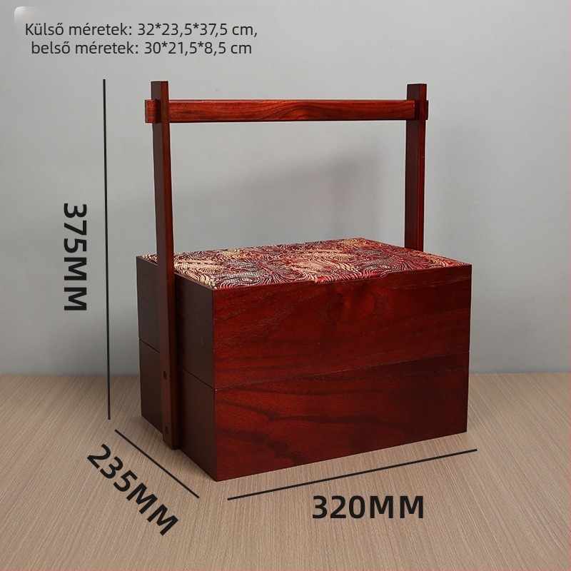 Testreszabható tömörfa ajándékdoboz belsővel, logónyomás kérhető, súly kb. 2 kg, univerzális csomagolás süteményekhez és Mooncakes