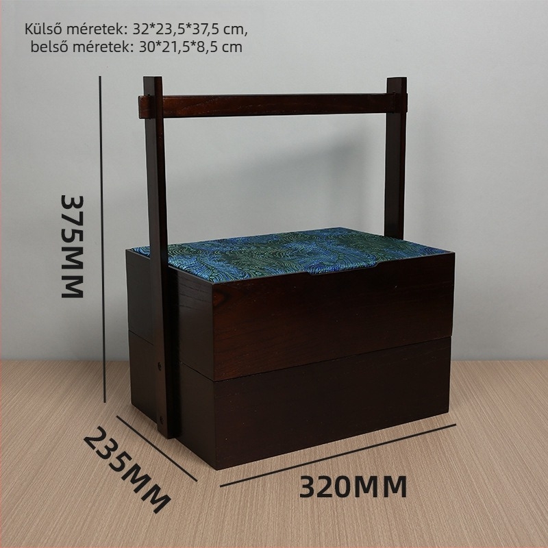 Testreszabható tömörfa ajándékdoboz belsővel, logónyomás kérhető, súly kb. 2 kg, univerzális csomagolás süteményekhez és Mooncakes