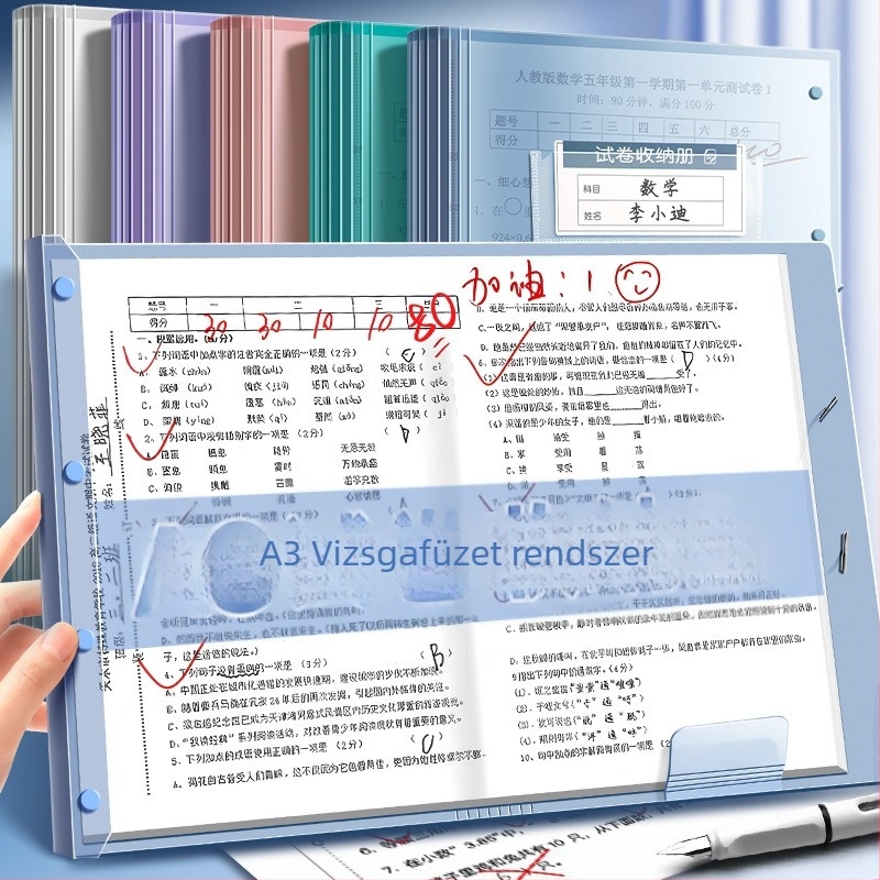 Tesztlapok tároló irattartó átlátszó betétekkel, True Color márka, ZCT-1530D modell, műanyag