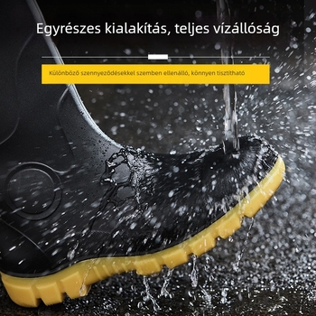 PVC védőcsizma acélos orral, magas cső, pamut bélés, védő lábbeli