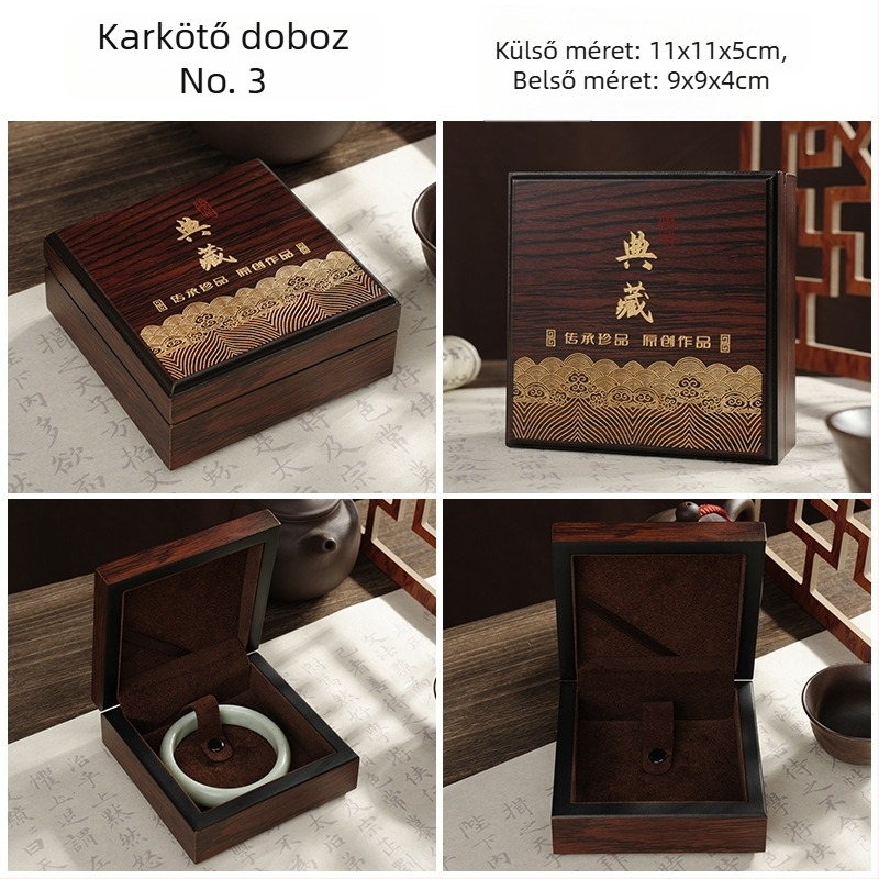Fából készült ékszerdoboz jade ékszerekhez, hordozható és porálló, egyrétegű ékszercsomagolás