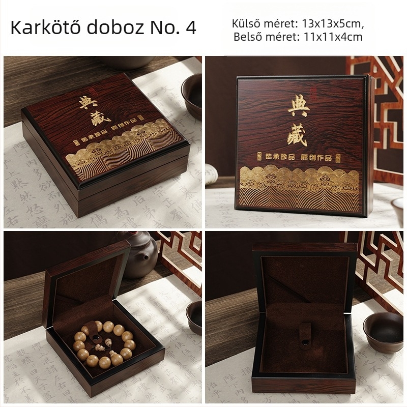 Fából készült ékszerdoboz jade ékszerekhez, hordozható és porálló, egyrétegű ékszercsomagolás