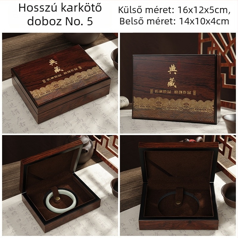 Fából készült ékszerdoboz jade ékszerekhez, hordozható és porálló, egyrétegű ékszercsomagolás