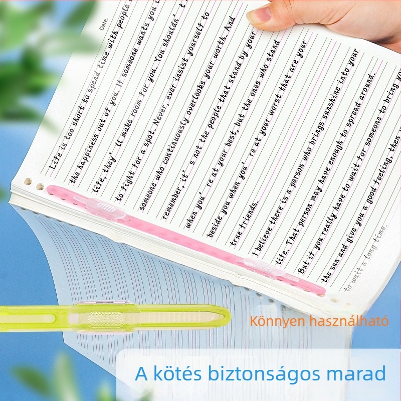 Kétszárnyú irattartó kapocs iroda- és diákhasználatra, dokumentumok összefűzésére, műanyag klipszek lyukasztáshoz