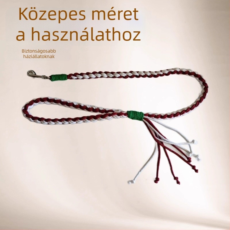 Kutyapóráz, nem visszahúzható, kézzel szőtt pamutszálas kötél, márka Lile, modell 005