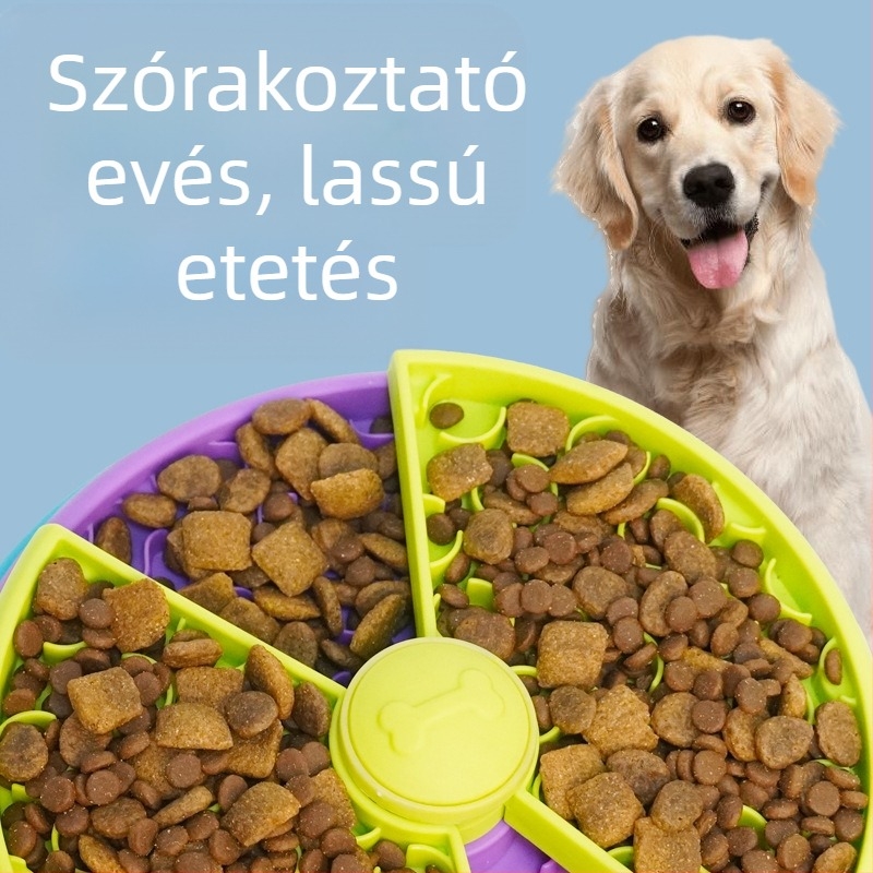Háromrészes puzzle tál kutyáknak, lassú etetés és védelem a felborulás ellen