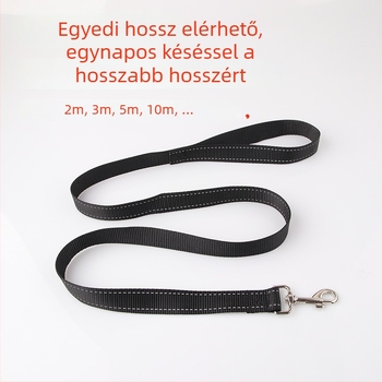 Nagy kutyapóráz nylonból, fényvisszaverő szövött dizájnnal, sétához és kiképzéshez