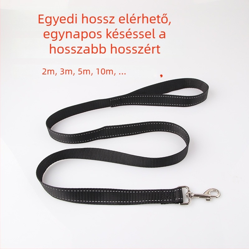 Nagy kutyapóráz nylonból, fényvisszaverő szövött dizájnnal, sétához és kiképzéshez