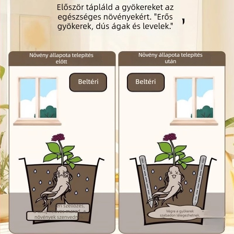 Szellőzőcső virágcseréphez – levegőztetés a talajban, gyökérrothadás megelőzése, hosszított alj és tápanyagellátó cső
