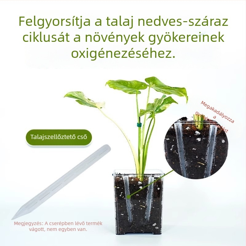 Szellőzőcső virágcseréphez – levegőztetés a talajban, gyökérrothadás megelőzése, hosszított alj és tápanyagellátó cső
