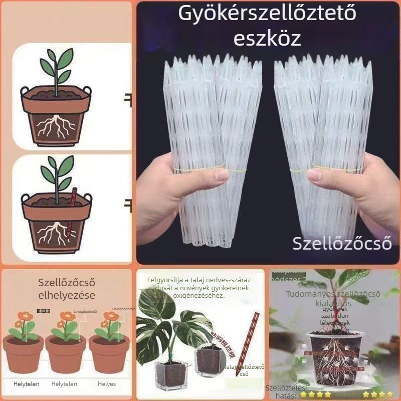Szellőzőcső virágcseréphez – levegőztetés a talajban, gyökérrothadás megelőzése, hosszított alj és tápanyagellátó cső