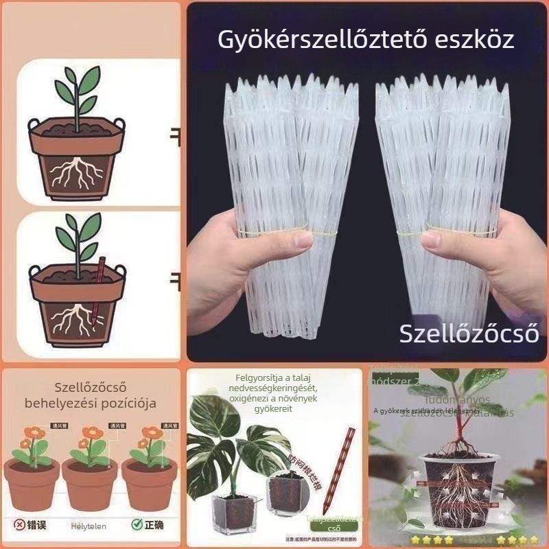 Szellőzőcső virágcseréphez – levegőztetés a talajban, gyökérrothadás megelőzése, hosszított alj és tápanyagellátó cső