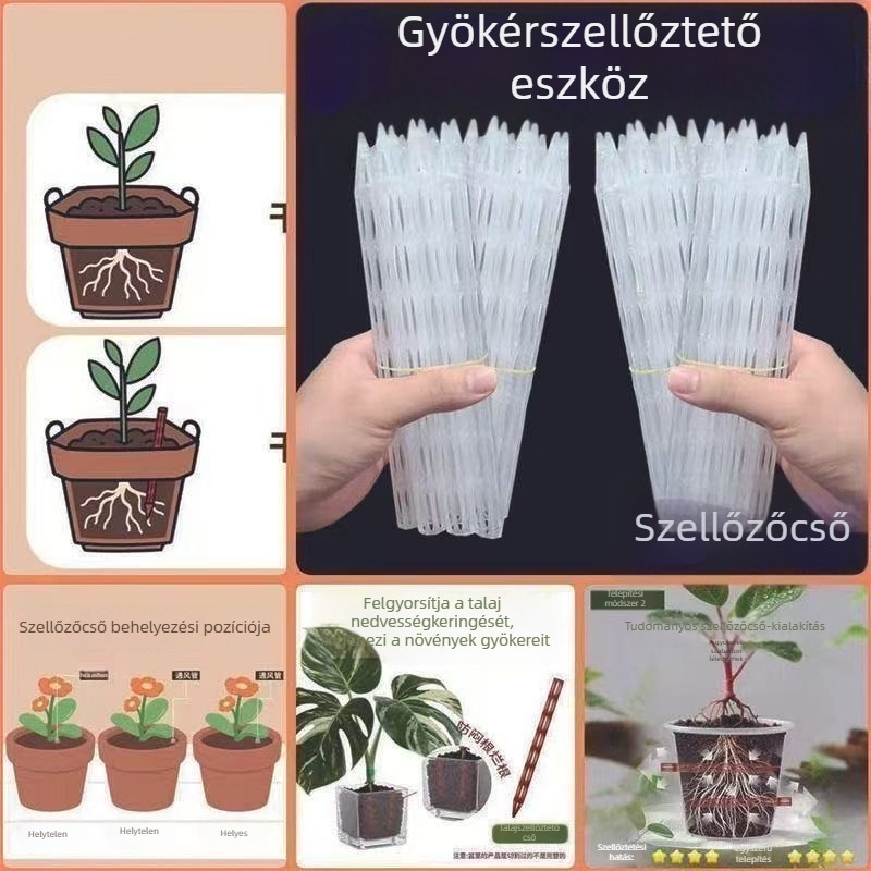 Szellőzőcső virágcseréphez – levegőztetés a talajban, gyökérrothadás megelőzése, hosszított alj és tápanyagellátó cső