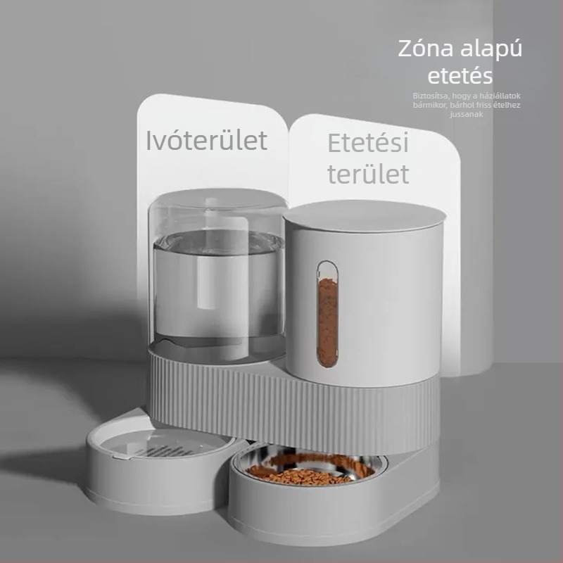 All-in-One automata itató- és etetőberendezés macskáknak és kutyáknak, leválasztható és mosdatható dizájnnal, nagy kapacitású víz- és ételtároló