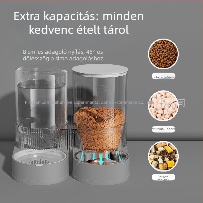 All-in-One automata itató- és etetőberendezés macskáknak és kutyáknak, leválasztható és mosdatható dizájnnal, nagy kapacitású víz- és ételtároló