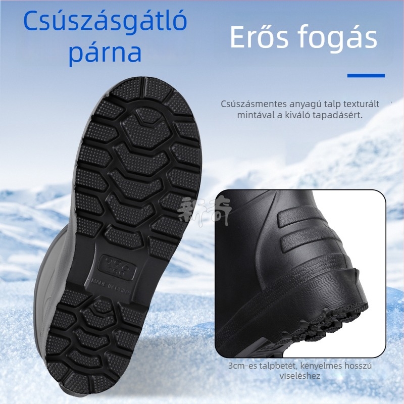 Esőcsizmák EVA fleece bélésével, térdmagasságú, vízálló és csúszásmentes (uniszex; koreai stílus; EVA)