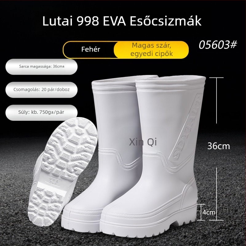 Esőcsizmák EVA fleece bélésével, térdmagasságú, vízálló és csúszásmentes (uniszex; koreai stílus; EVA)