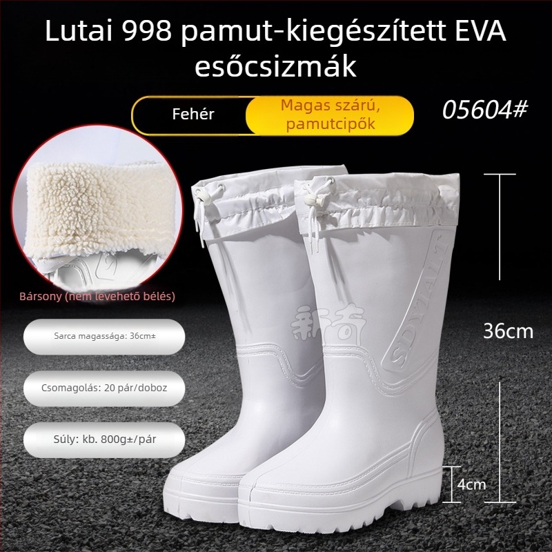 Esőcsizmák EVA fleece bélésével, térdmagasságú, vízálló és csúszásmentes (uniszex; koreai stílus; EVA)