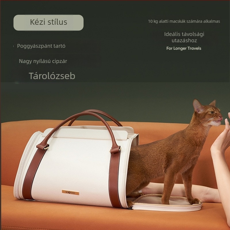 Macska- és kutya hordozható hátizsák sétákhoz, lélegző, harapásálló, nagy kapacitású