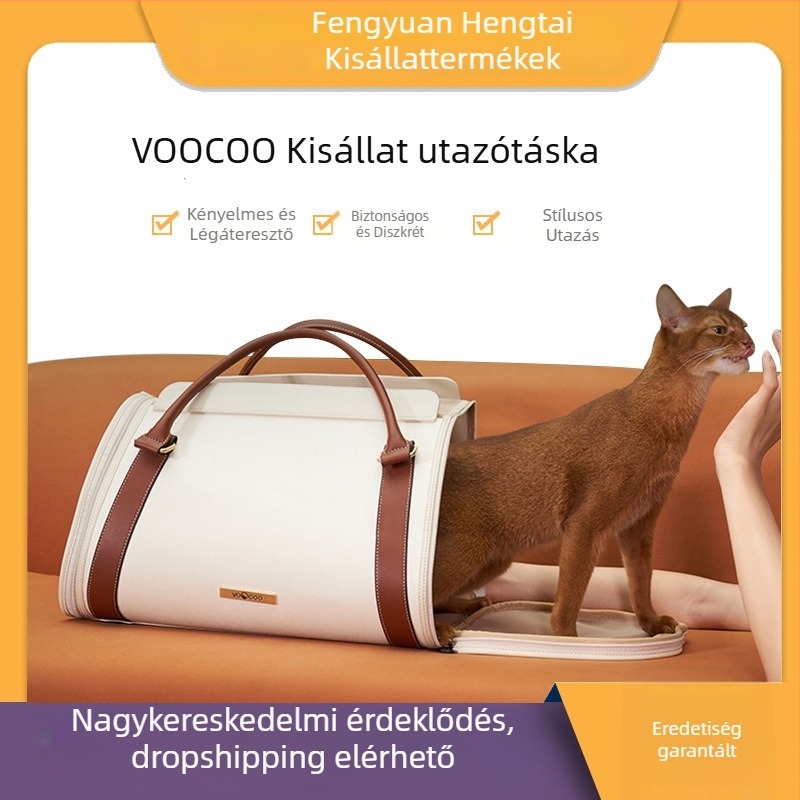 Macska- és kutya hordozható hátizsák sétákhoz, lélegző, harapásálló, nagy kapacitású