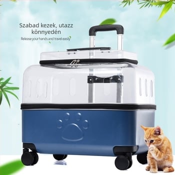 PC+akril konstrukciójú kisállat táska; 10 kg kapacitás macskák és kutyák számára; egyszínű dizájn; közepesen kemény héj