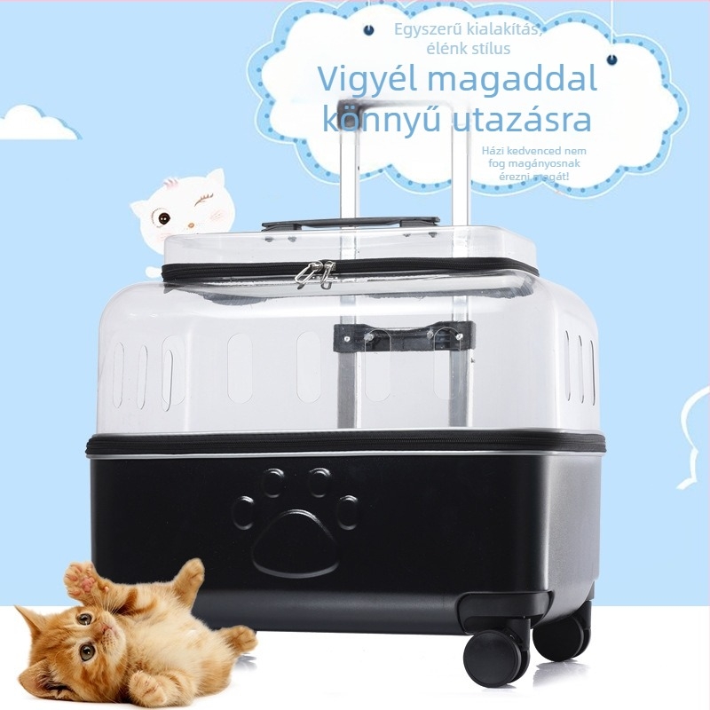 PC+akril konstrukciójú kisállat táska; 10 kg kapacitás macskák és kutyák számára; egyszínű dizájn; közepesen kemény héj