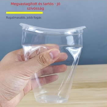 Tejes teás pohár fedővel, egyszer használatos, átlátszó műanyag italos pohár, 501–600 ml