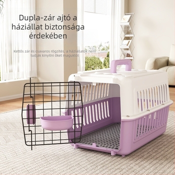 Szállítható háziállat-ketrec repülőútra elválasztóval; anyag: PP; kapacitás: 25; keménység: közepes