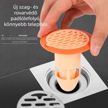 Műanyag padlólefolyó szagtalanító készülék szűrővel és fedéllel