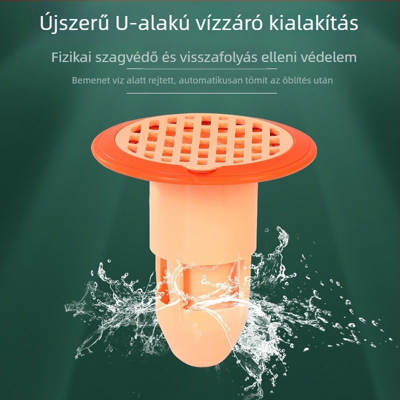 Műanyag padlólefolyó szagtalanító készülék szűrővel és fedéllel