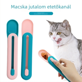 Macska húsos pasztás etetőkanál nyomóval – műanyag, automata etetés, 500 darabos doboz