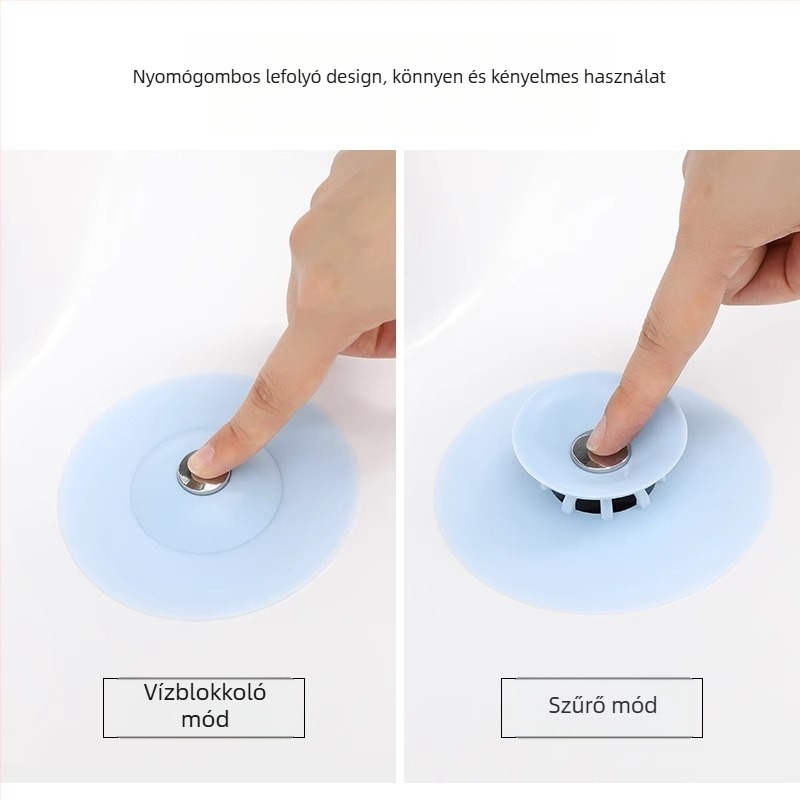 Mosdó lefolyódugó – nyomógombos, korong alakú, szagtalanító funkcióval