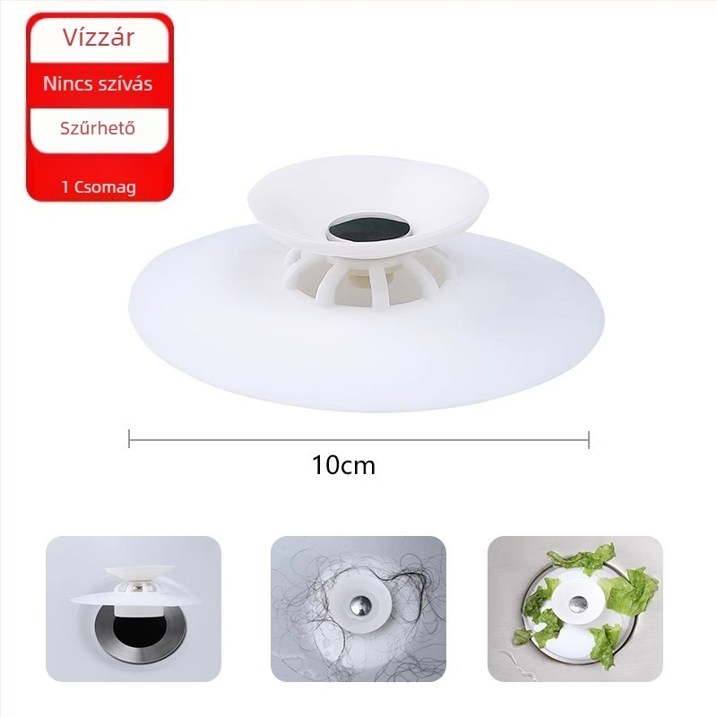 Mosdó lefolyódugó – nyomógombos, korong alakú, szagtalanító funkcióval