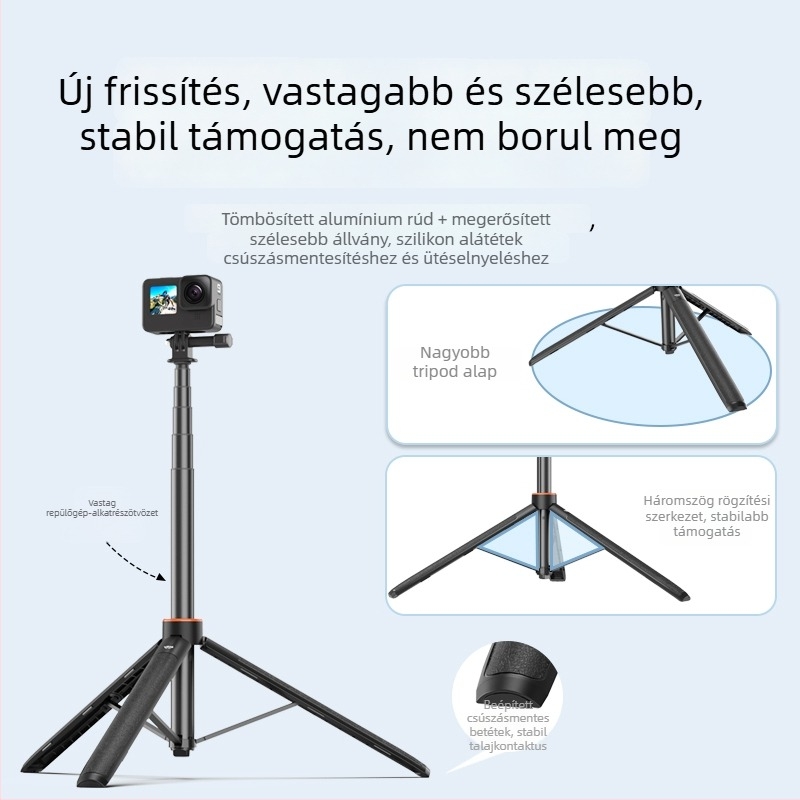 Brdrc kihajtható háromlábú selfie bot DJI Action 5 Pro-hoz, Osmo 360 / Osmo 3/4 — alumíniumötvözet