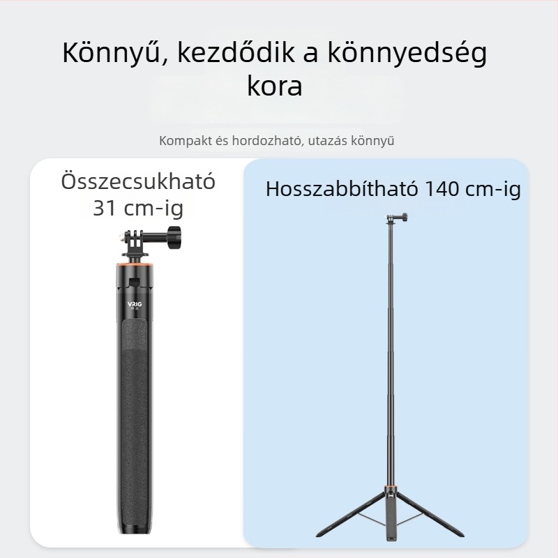 Brdrc kihajtható háromlábú selfie bot DJI Action 5 Pro-hoz, Osmo 360 / Osmo 3/4 — alumíniumötvözet