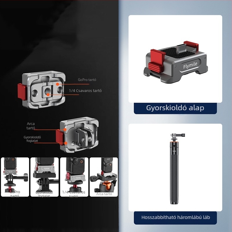 Brdrc kihajtható háromlábú selfie bot DJI Action 5 Pro-hoz, Osmo 360 / Osmo 3/4 — alumíniumötvözet