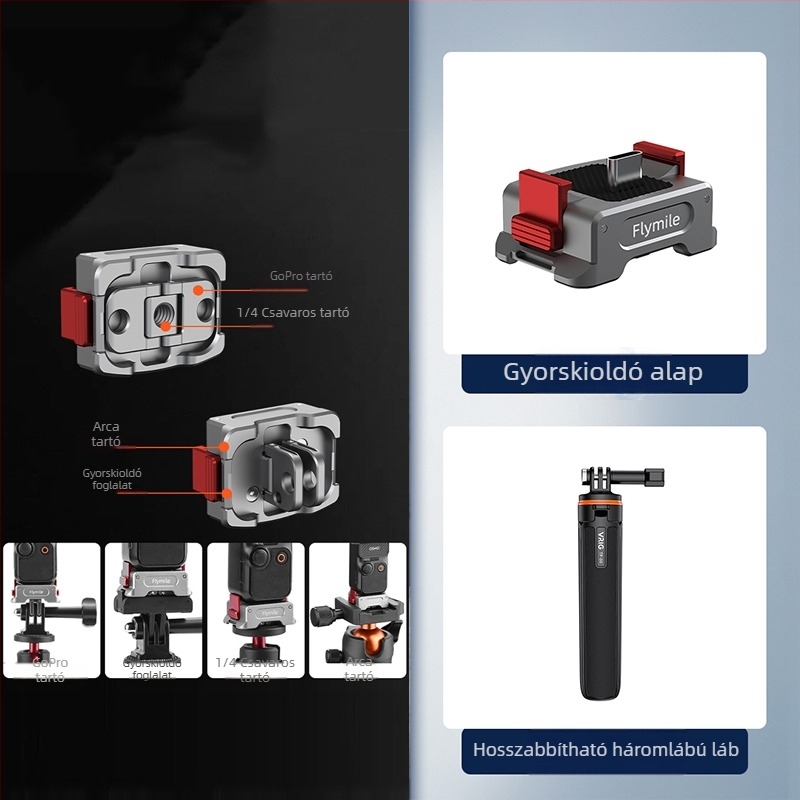 Brdrc kihajtható háromlábú selfie bot DJI Action 5 Pro-hoz, Osmo 360 / Osmo 3/4 — alumíniumötvözet