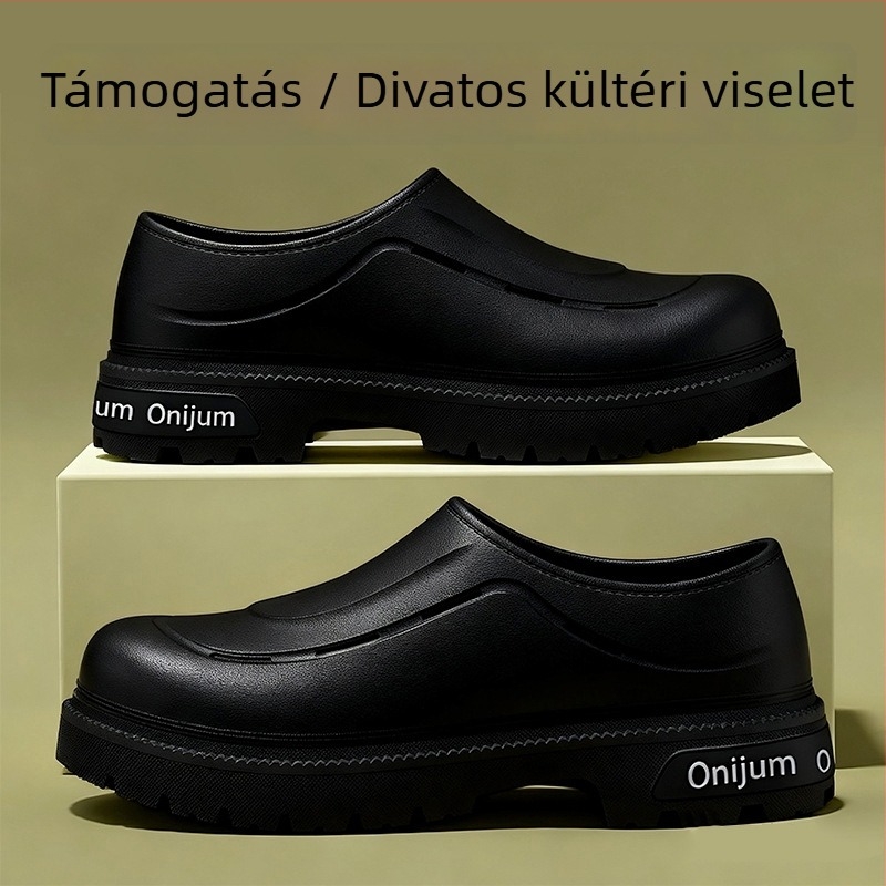 Férfi nyári papucs, vastag EVA talppal és EVA felsőrésszel, magasságot növelő dizájn, csúszásmentes, víz- és olajálló, Slip-On