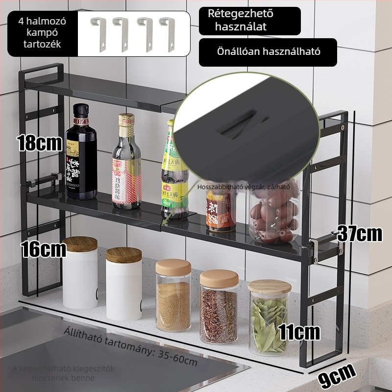 Wo cube Konyhai duplaablak-párkány tároló, többfunkciós, szénacél, modern stílus, 2025 megjelenés
