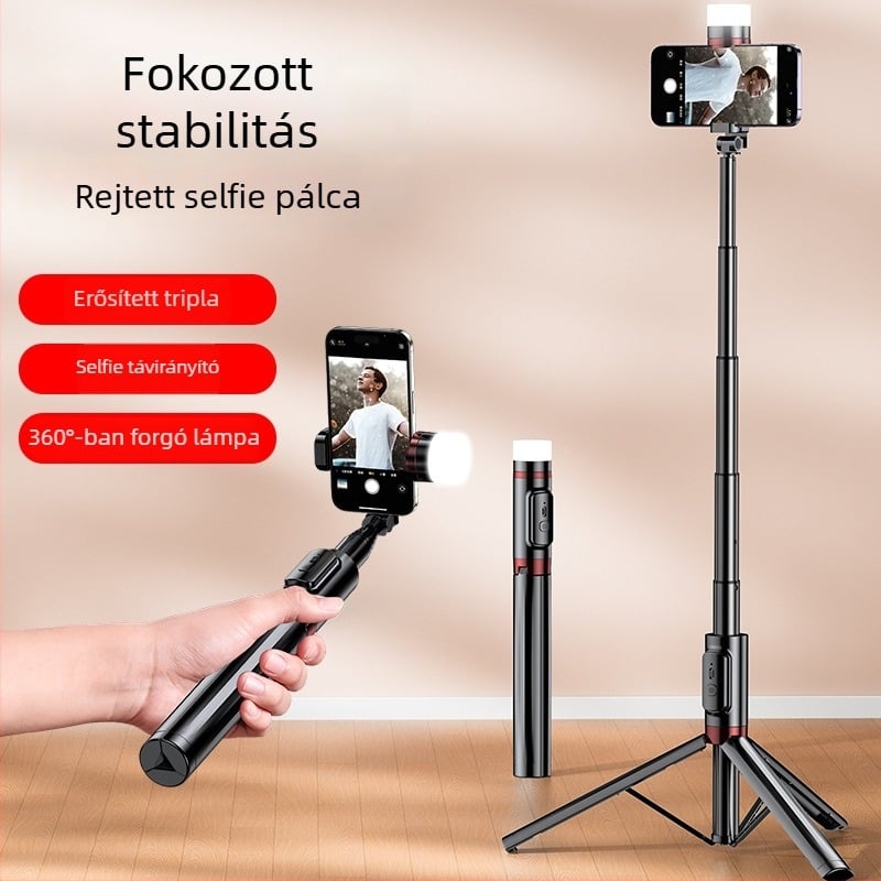 Szelfi bot beépített padlón álló állvánnyal és világítással — Márka Crenov/Kerunle; Bluetooth; távirányító; testreszabás