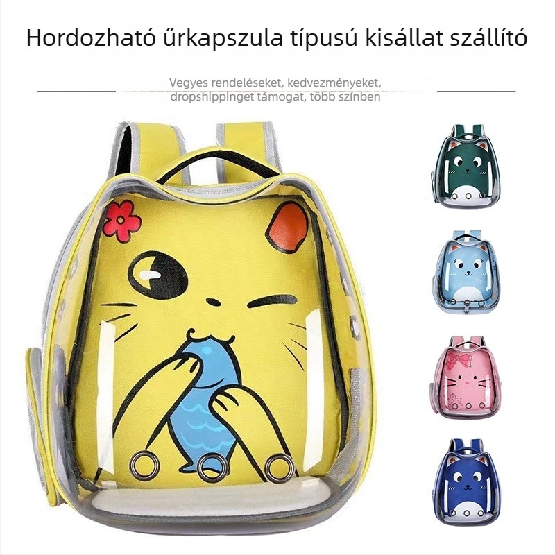 Space Cabin macska szállító hátizsák, PVC+Oxford anyag, kapacitás 13 jin, egyszínű minta, közepes keménység