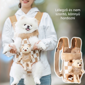 Kisállat szállító hátizsák kis kutyák és macskák számára – Jacquard pamut-flíz anyag, 15 jin kapacitás, állatmintás, közepes puhaság, márka YF