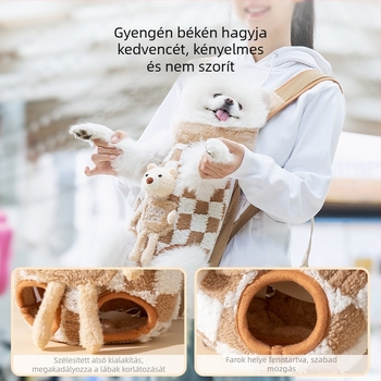 Kisállat szállító hátizsák kis kutyák és macskák számára – Jacquard pamut-flíz anyag, 15 jin kapacitás, állatmintás, közepes puhaság, márka YF