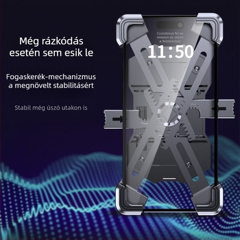 Általános telefontartó elektromos rollerhez, motorkerékpárhoz és kerékpárhoz – anti‑sokk rögzítés, négyágú fogó, műanyag ház