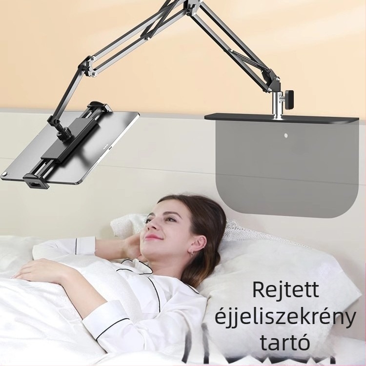 Ágy melletti és asztali tartó telefonhoz és tabletához — ötvözetből, univerzális stílus, testreszabás támogatott
