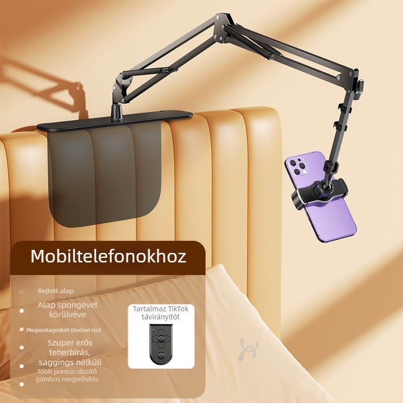 Ágy melletti és asztali tartó telefonhoz és tabletához — ötvözetből, univerzális stílus, testreszabás támogatott