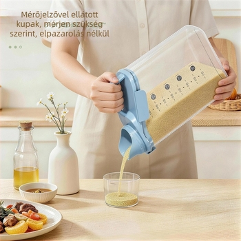 Légmentesen záródó gabonatároló, műanyagból, 1–2 L, szabálytalan alak, modern minimalista élelmiszer-tároló