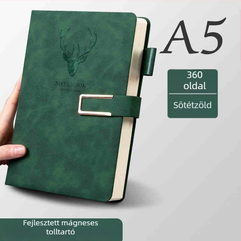 A5-ös notesz mesterséges bőr borítással, francia kötés, Dowling papír 80 g, 200–300 oldal